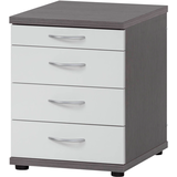 Artikelbild 1 für MÖBELPARTNER 4000 Standcontainer eschegrau, weiß 4 Auszüge Kunststoff-Bügelgriff silber 41,6 x 50,0 x 53,4 cm, Artikelnummer 895981