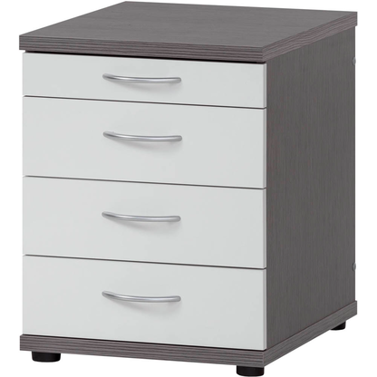 Artikelbild für MÖBELPARTNER 4000 Standcontainer eschegrau, weiß 4 Auszüge Kunststoff-Bügelgriff silber 41,6 x 50,0 x 53,4 cm, Artikelnummer 895981