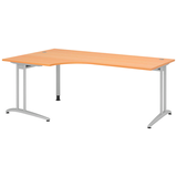 Artikelbild 1 für HAMMERBACHER Altus Schreibtisch buche L-Form, C-Fuß-Gestell silber 200,0 x 80,0/120,0 cm, Artikelnummer 963892