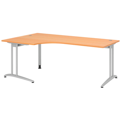 Artikelbild für HAMMERBACHER Altus Schreibtisch buche L-Form, C-Fuß-Gestell silber 200,0 x 80,0/120,0 cm, Artikelnummer 963892