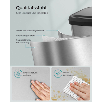 Artikelbild 10 für SONGMICS Mülleimer 68,0 l edelstahl, 1 St., Artikelnummer 291079