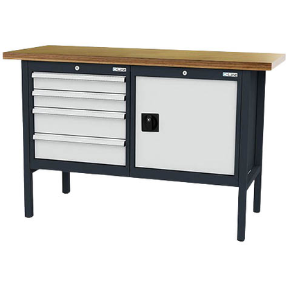 Artikelbild für Simplaflex® Systemeinrichter Werkbank C-Line anthrazit, RAL 7016, lichtgrau, RAL 7035 4 Schubladen 150,0 x 60,0 x 96,0 cm, Artikelnummer 683948