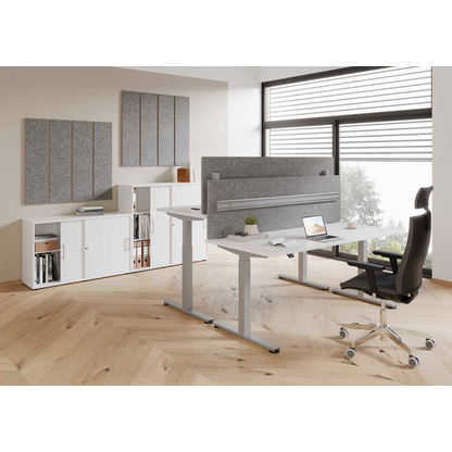 Artikelbild 2 für HAMMERBACHER Tischtrennwand mit Orga-Schiene VARO20/5, grau 199,5 x 50,0 cm, 1 St., Artikelnummer 764587