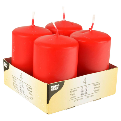 Artikelbild für STARPAK Stumpenkerzen rot, 4 St., Artikelnummer 514034
