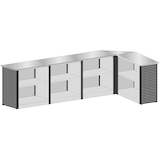 Artikelbild 1 für SCHULTE Thekenmodul-Set MULTIplus L-Form, mit Arbeitsplatte, lichtgrau, schwarz 384,8 x 78,0 x 103,5 cm, Artikelnummer 166878