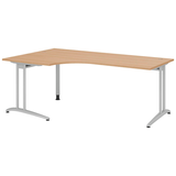 Artikelbild 1 für HAMMERBACHER Altus Schreibtisch eiche L-Form, C-Fuß-Gestell silber 200,0 x 80,0/120,0 cm, Artikelnummer 628937