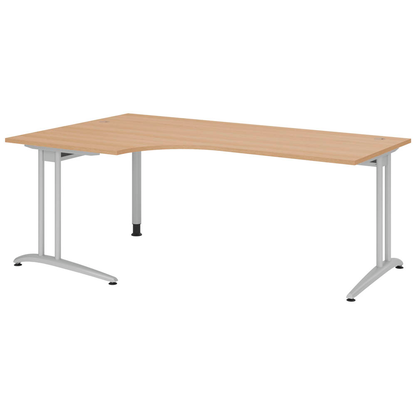 Artikelbild für HAMMERBACHER Altus Schreibtisch eiche L-Form, C-Fuß-Gestell silber 200,0 x 80,0/120,0 cm, Artikelnummer 628937