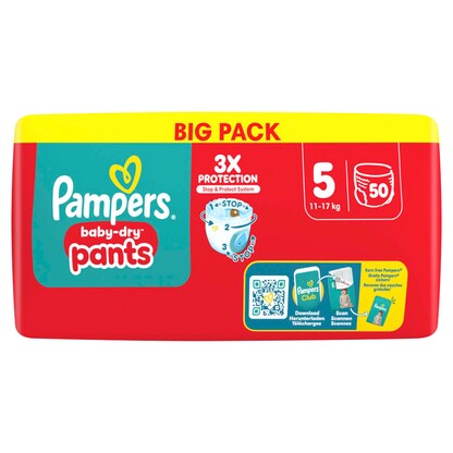 Artikelbild 5 für Pampers® Windeln baby-dry™ BIG PACK Gr. 5 (11-17 kg) für Babys und Kleinkinder, 50 St., Artikelnummer 585337