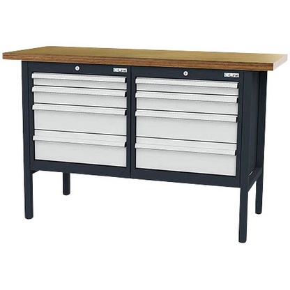 Artikelbild für Simplaflex® Systemeinrichter Werkbank C-Line anthrazit, RAL 7016, lichtgrau, RAL 7035 8 Schubladen 150,0 x 60,0 x 96,0 cm, Artikelnummer 683967