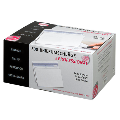 Artikelbild 2 für MAILmedia Briefumschläge Revelope® Professional DIN C5 ohne Fenster offset weiß selbstklebend 500 St., Artikelnummer 413599