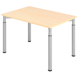 Artikelbild 1 für HAMMERBACHER Mirakel höhenverstellbarer Schreibtisch ahorn rechteckig, 4-Fuß-Gestell silber 120,0 x 80,0 cm, Artikelnummer 998765