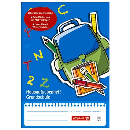 Artikelbild 2 für BRUNNEN Hausaufgabenheft Grundschule liniert DIN A5 ohne Rand, 48 Blatt, 1 St., Artikelnummer 775504