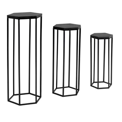 Artikelbild 7 für WOHNLING Beistelltische-Set sechseckig Massivholz schwarz, 3 St., Artikelnummer 166909