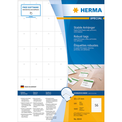 Artikelbild 4 für HERMA Hängeetiketten weiß 30,0 x 37,0 mm blanko, 100 Blatt, Artikelnummer 702656