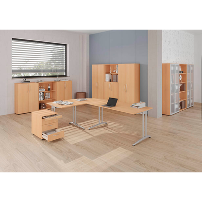 Artikelbild 5 für HAMMERBACHER Altus Schreibtisch buche rechteckig, C-Fuß-Gestell silber 200,0 x 100,0 cm, Artikelnummer 629636