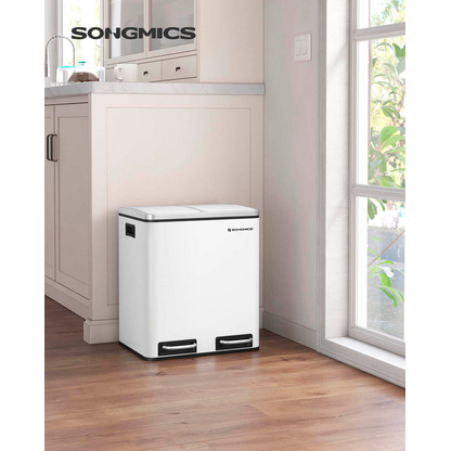 Artikelbild 2 für SONGMICS Mülltrenner 2x 15,0 l weiß, 1 St., Artikelnummer 290617