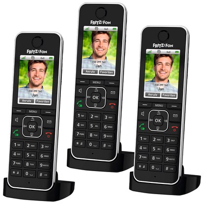 Artikelbild für AKTION: FRITZ! FRITZ!Fon C6 Zusatz-Mobilteile schwarz, 3 St., Artikelnummer 638967