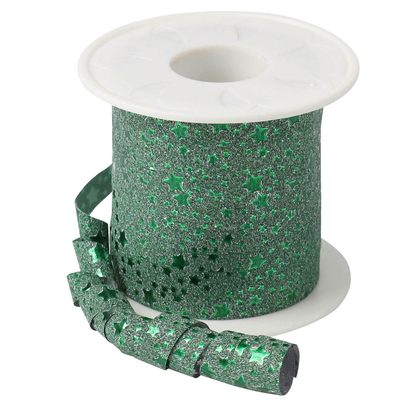 Artikelbild für PRÄSENT Geschenkband Glitter Star mattglänzend grün 10,0 mm x 100,0 m, Artikelnummer 934815