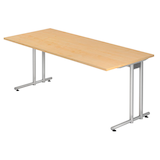 Artikelbild 1 für HAMMERBACHER NS19 Schreibtisch ahorn rechteckig, C-Fuß-Gestell silber 180,0 x 80,0 cm, Artikelnummer 859037