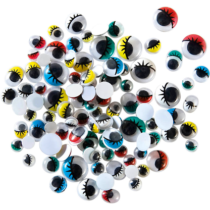 Artikelbild 2 für folia Wackelaugen mehrfarbig mit Wimpern farbig sortiert Ø unterschiedlich mm, 100 St., Artikelnummer 355513