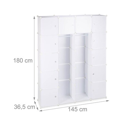 Artikelbild 4 für relaxdays Kleiderschrank, 10021971_49 weiß, transparent 145,0 x 36,5 x 180,0 cm, 1 St., Artikelnummer 522841