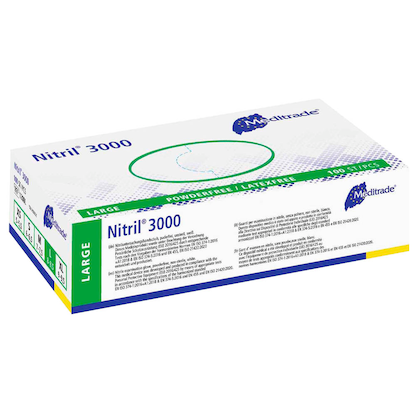 Artikelbild 2 für Meditrade® unisex Einmalhandschuhe Nitril® 3000 weiß Größe L, 100 St., Artikelnummer 242582