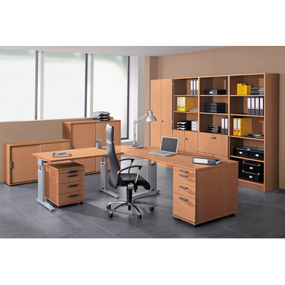 Artikelbild 5 für HAMMERBACHER Haziender Rollladenschrank buche, silber 2 Fachböden 120,0 x 40,0 x 110,0 cm, Artikelnummer 215362