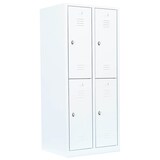 Artikelbild 1 für LÜLLMANN Spind signalweiß 523227, 4 Schließfächer 80,0 x 50,0 x 180,0 cm, Artikelnummer 186089