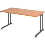 Artikelbild 1 für HAMMERBACHER ZS16 höhenverstellbarer Schreibtisch nussbaum rechteckig, C-Fuß-Gestell grau 160,0 x 80,0 cm, Artikelnummer 990580
