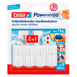 Artikelbild 1 für tesa Gardine Klebehaken für max. 1,0 kg, 1,4 x 3,4 cm, 4 St., Artikelnummer 738619