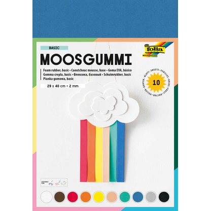 Artikelbild für folia Moosgummi BASIC mehrfarbig 10 Blatt, Artikelnummer 776159
