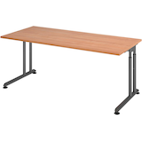 Artikelbild 1 für HAMMERBACHER ZS19 höhenverstellbarer Schreibtisch nussbaum rechteckig, C-Fuß-Gestell grau 180,0 x 80,0 cm, Artikelnummer 990820