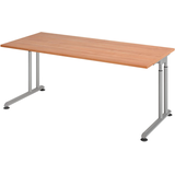 Artikelbild 1 für HAMMERBACHER ZS19 höhenverstellbarer Schreibtisch nussbaum rechteckig, C-Fuß-Gestell silber 180,0 x 80,0 cm, Artikelnummer 990984