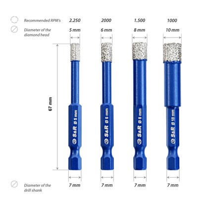 Artikelbild 2 für S&R Diamantbohrer-Set, 4-teilig, Artikelnummer 316337