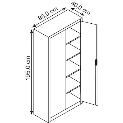 Artikelbild 2 für CP Stahlschrank C 2000 Acurado 9280-000 S10959 anthrazit 4 Fachböden 93,0 x 50,0 x 195,0 cm, aufgebaut, 1 St., Artikelnummer 695841