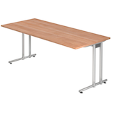 Artikelbild 1 für HAMMERBACHER NS19 Schreibtisch nussbaum rechteckig, C-Fuß-Gestell silber 180,0 x 80,0 cm, Artikelnummer 858934