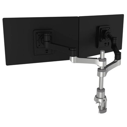 Artikelbild für r-go Monitor-Halterung Zepher 4 C2 Twin silber, schwarz für 2 Monitore, Tischklemme, Tischbohrung, Artikelnummer 244073