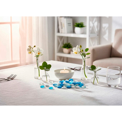 Artikelbild 4 für GLOREX Muggelsteine blau, weiß, hellblau Glasnuggets Ø 20,00 mm, 200,0 g, 1 Pack, Artikelnummer 732158