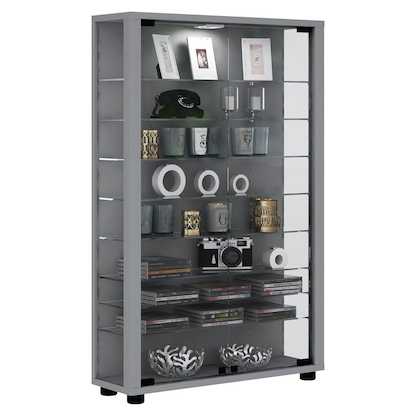 Artikelbild für VCM my home Lumo Mini Vitrine silber 8 Fachböden mit Beleuchtung, Artikelnummer 781190