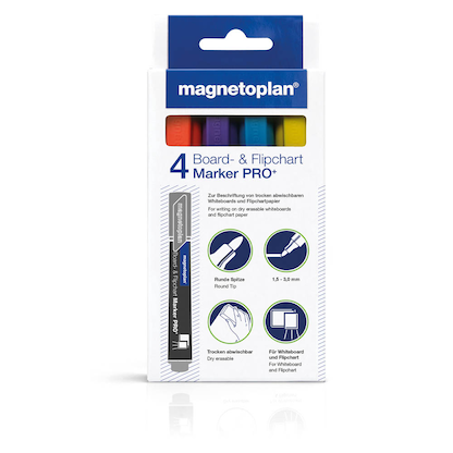 Artikelbild 3 für magnetoplan Pro+ Whiteboard- und Flipchart-Marker farbsortiert 1,5 - 3,0 mm, 4 St., Artikelnummer 846442