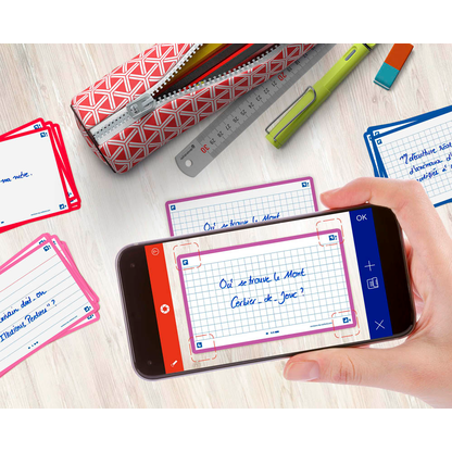 Artikelbild 3 für OXFORD Karteikarten FLASH 2.0 DIN A7 weiß, lila kariert, 80 St., Artikelnummer 371288