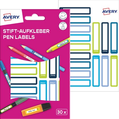 Artikelbild für AVERY Zweckform Stiftetiketten Rahmen, farblich sortiert 10,0 x 50,0 mm, 30 Etiketten, Artikelnummer 588149