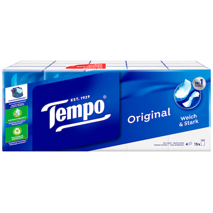 Artikelbild für Tempo Taschentücher Klassik 4-lagig weiß, 15x 10 Tücher, Artikelnummer 203341