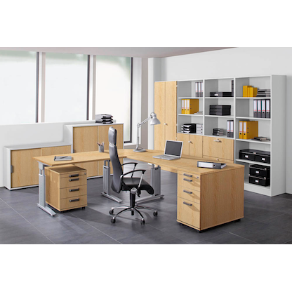 Artikelbild 5 für HAMMERBACHER Regalschrank Haziender, V7600/W/E/SG weiß, eiche 40,6 x 42,0 x 200,4 cm, 1 St., Artikelnummer 632164