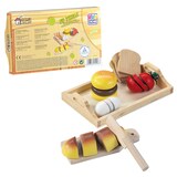 Artikelbild 1 für HAPPY PEOPLE® Kaufladen-Zubehör Holztablett mit Holzmahlzeit mehrfarbig, Artikelnummer 966827