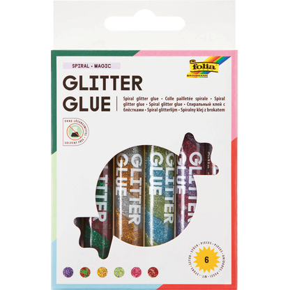 Artikelbild für folia Glitter Glue SPIRAL BASIC Klebestifte 10,5 ml, 6 St., Artikelnummer 675841