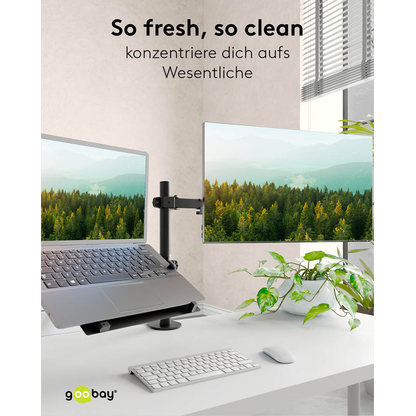 Artikelbild 5 für goobay Laptop-Monitor-Halterung 70815 schwarz für 1 Monitor und 1 Notebook, Tischbohrung, Tischklemme, Artikelnummer 557179