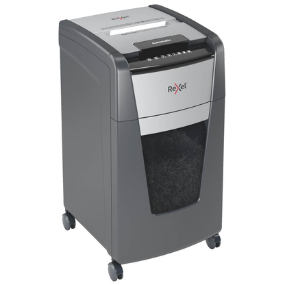 Artikelbild für Rexel Optimum AutoFeed+ 225M Aktenvernichter mit Partikelschnitt P-5, 2 x 15 mm, bis 225 Blatt, schwarz, Artikelnummer 267532