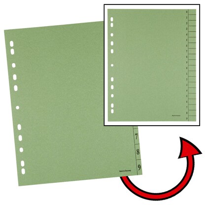 Artikelbild für Trennblätter DIN A4 0-9 grün, 250 g/qm, 100 St., Artikelnummer 203315