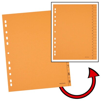 Artikelbild für Trennblätter DIN A4 0-9 orange, 250 g/qm, 100 St., Artikelnummer 203281